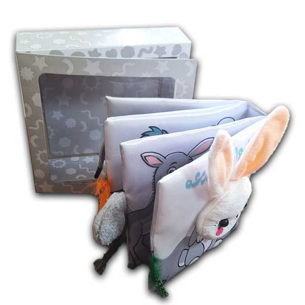 کتاب پارچه ای جعبه ای-حیوانات مزرعه (همراه زنگوله)